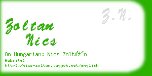 zoltan nics business card